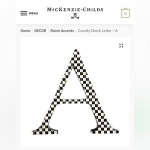 Mackenzie Childs Courtly Check Letter - A